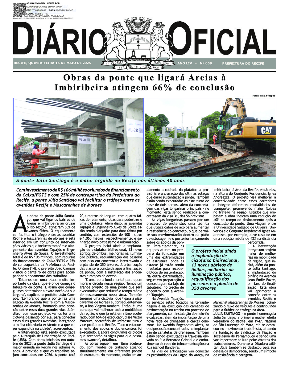 Capa do último diário oficial