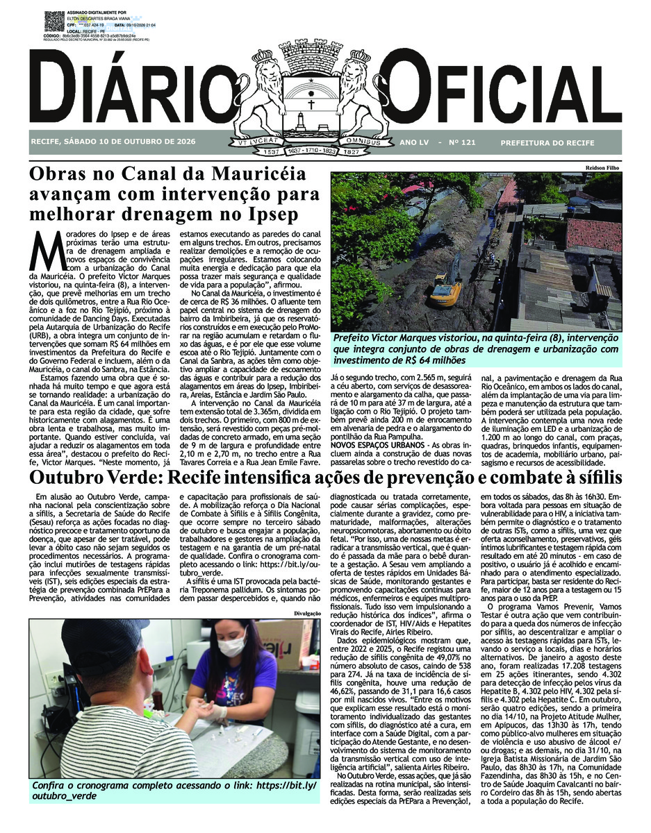 Capa do último diário oficial